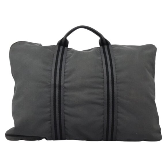 HERMES Fourre Tout Porte Documents Business Bag Canvas Gray Silver Auth 124325 - Picture 14 of 16